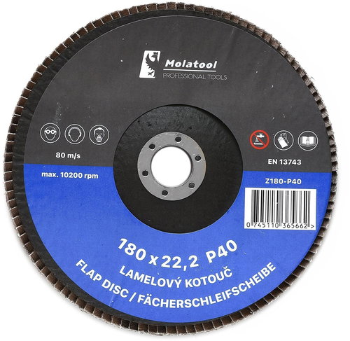 Molatool VSM Zircon 180 mm P40 Laminated grinding wheel - Lamellar Disc - Main image