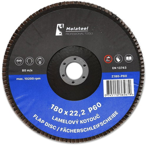 Molatool VSM Zircon 180 mm P60 Laminated grinding wheel - Lamellar Disc - Main image