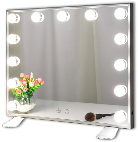 Mmiro, Hollywood make-up mirror without frame L613, 50 × 42 cm, silver - Makeup Mirror - Main image