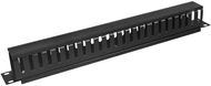 Cable Organiser 19“ binding panel 1U single-sided plastic strip black - Organizér kabelů