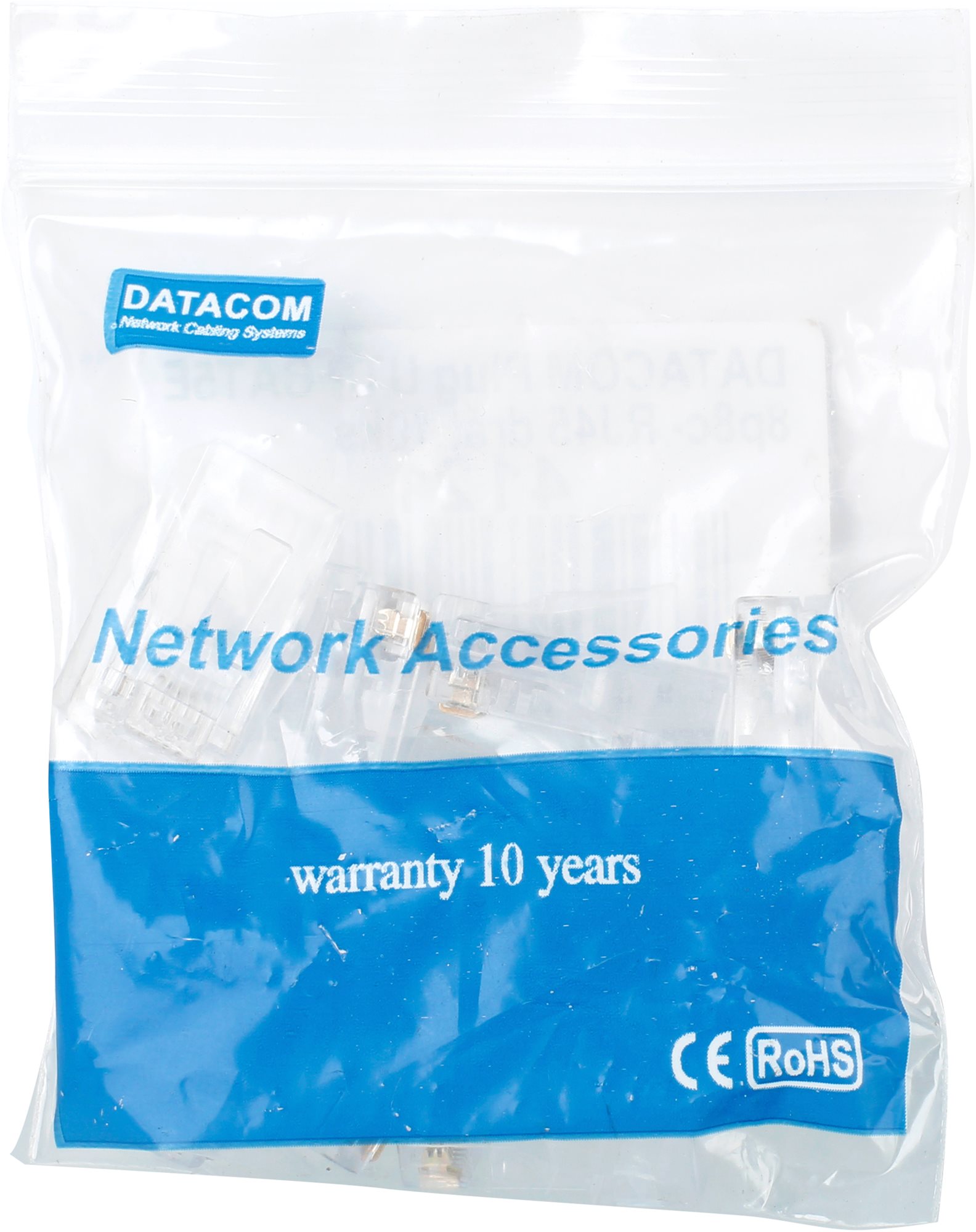 Datacom RJ45, CAT5E, UTP, 8p8c, vezetékre, 10-pack