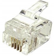 100-pack, Datacom, RJ11, CAT3, UTP, 6p4c, Unshielded, Stacked, Stranded - Connector