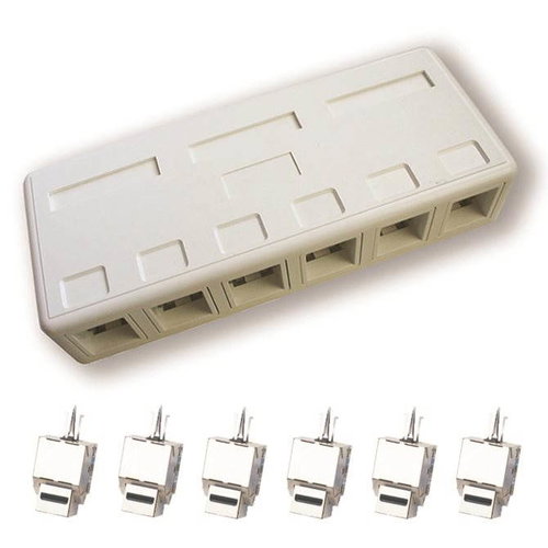 Datacom, CAT5e, STP, 6x RJ45 an der Wand befestigte Datenbank - Steckdose - Hauptbild