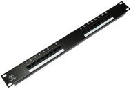 Patch panel Datacom, 16× RJ45, priamy, CAT5E, UTP, čierny, 1U - Patch panel