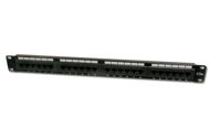 Patch Panel Datacom, 24x RJ45, straight, CAT5E, UTP, black, 1U - Patch panel