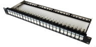 Datacom, 24× RJ45, priamy, CAT6A, STP, čierny, 1U - Patch panel