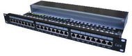 Patch panel Datacom, 24× RJ45, priamy, CAT6, STP, čierny, 1U - Patch panel