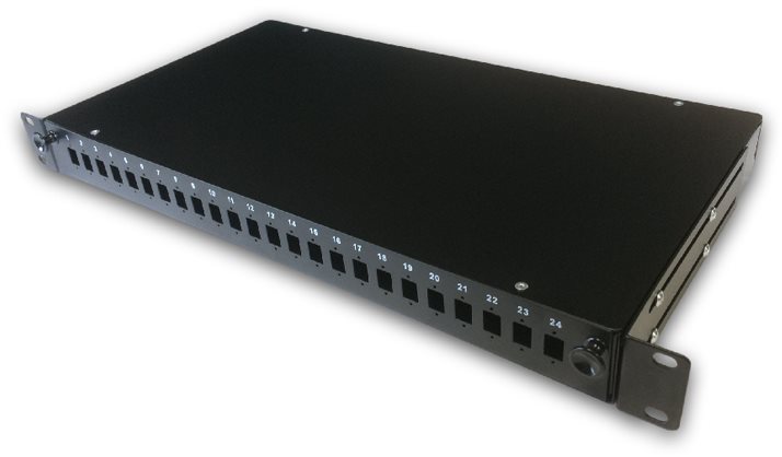 Datacom 19" behúzható optikai kád 1U 24 SC Simplex fekete + kazetta