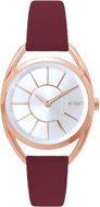 MINET Rose gold dámské hodinky Icon Pink s vínovým koženým řemínkem - Watch