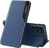 MG Eco Leather View knižkové puzdro na Samsung Galaxy S23 Ultra, modré - Puzdro na mobil