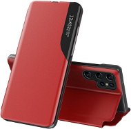 MG Eco Leather View knižkové puzdro na Samsung Galaxy S23 Ultra, červené - Puzdro na mobil
