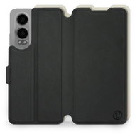 Mobiwear Soft Touch flip book for OnePlus Nord CE 4 Lite 5G - Black & Beige - Phone Case