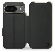 Mobiwear Soft Touch flip knížkové pro Google Pixel 9 / 9 Pro - Černé & Béžové - Pouzdro na mobil