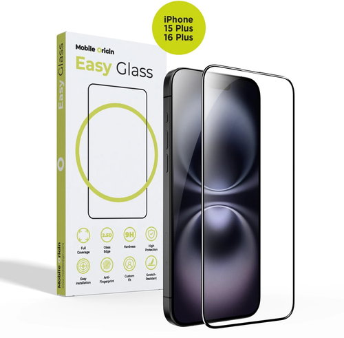 Mobile Origin EasyGlass Schutzglas mit Applikator iPhone 15 Plus / 16 Plus, 2 Stück - Schutzglas - Hauptbild