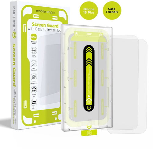 Mobile Origin Screen Guard With Easy Applicator 2 Pack iPhone 16 Plus - Glass Screen Protector - Main image