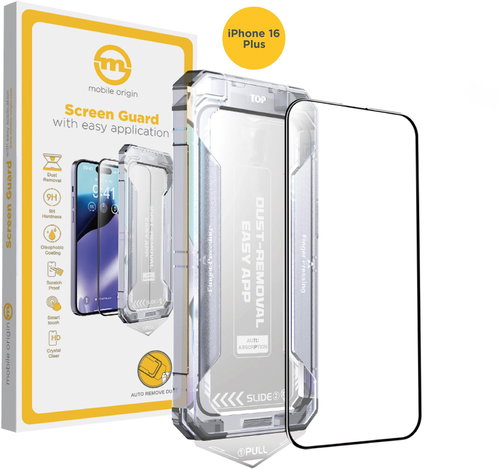 Mobile Origin Yellow Screen Guard With Easy Application iPhone 16 Plus - Glass Screen Protector - Main image