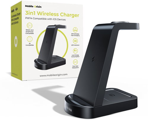 Mobile Origin 3in1 Wireless Charger PW14 iPhone Compatible - Kabelloses Ladegerät - Hauptbild