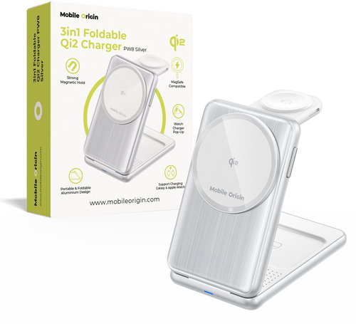 Mobile Origin 3in1 Foldable Qi2 Charger PW8 Silver - Kabelloses Ladegerät - Hauptbild