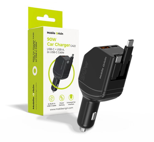 Mobile Origin 90 W Car Charger CA22 - USB-C + USB-A, 2x USB-C Cable - Auto-Ladegerät - Hauptbild