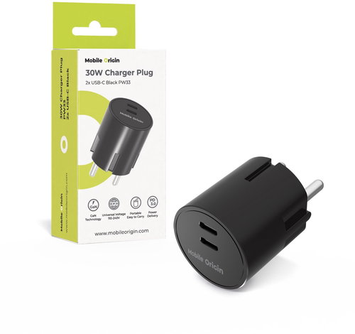 Mobile Origin 30 W Charger Plug PW33 2x USB-C Black - Netzladegerät - Hauptbild