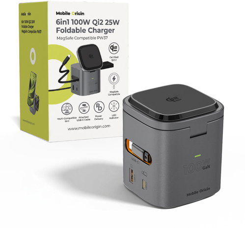 Mobile Origin 100W Qi2 25W Foldable Charger PW37 MagSafe Compatible - Charging Stand - Main image