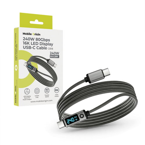 Mobile Origin 240W 80Gbps, 8K/60Hz LED Display USB-C Cable 1.5m CB18 - Data Cable - Main image