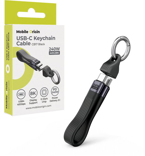 Mobile Origin 240W 40Gbps 8K USB-C Keychain Cable CB17 Black - Data Cable - Main image