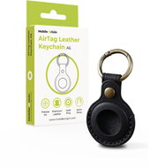 Mobile Origin AirTag Leather Keychain A6 Black - AirTag Key Ring