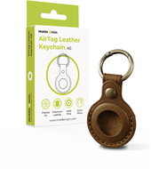 Mobile Origin AirTag Leather Keychain A6 Midnight Brown - AirTag Key Ring
