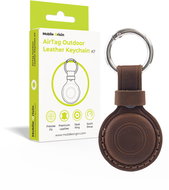 Mobile Origin AirTag Outdoor Leather Keychain A7 Midnight Brown - AirTag Key Ring