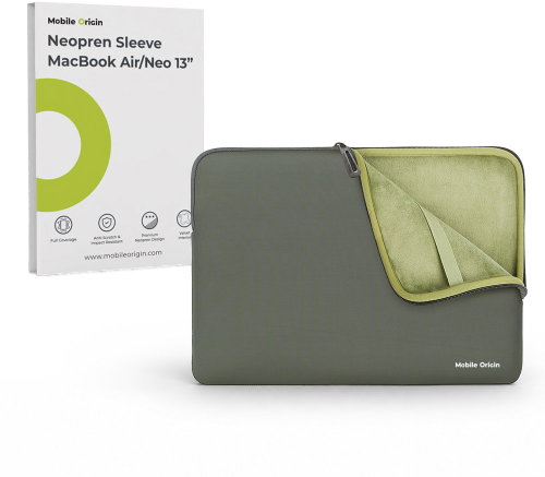 Mobile Origin neoprene sleeve MacBook Air/Neo 13" Earth Green - Laptop Case - Main image