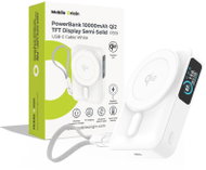 Mobile Origin 10000mAh Qi2 TFT Display Semi-Solid Power Bank PB19 - USB-C Cable White - Power Bank