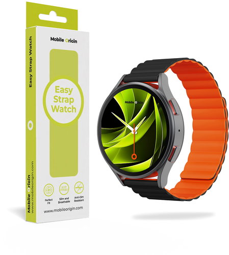 Mobile Origin Easy Strap Magnetic 22mm Quick Release Black Orange - Watch Strap - Main image