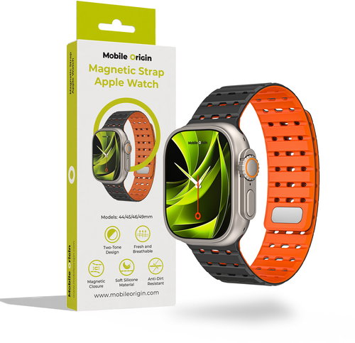 Mobile Origin Magnetic Strap Apple Watch 49mm / 46mm / 45mm / 44mm - Black/Orange - Szíj - Fő fotó