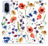 Mobiwear Flip OnePlus Nord CE5 virágok tok - Mobiltelefon tok