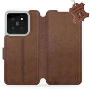 Kožený Mobiwear flip pro Xiaomi 14 - Hnědý - L_BRS - Phone Case