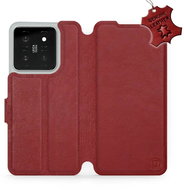 Kožený Mobiwear flip pro Xiaomi 14 - Tmavě červený - L_DRS - Phone Case