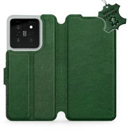 Kožený Mobiwear flip pro Xiaomi 14 - Zelený - L_GRS - Phone Case