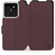 Mobiwear Soft Touch flip pro Xiaomi 14 - Bordový & Černý - Phone Case