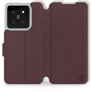 Mobiwear Soft Touch flip pro Xiaomi 14 - Bordový & Béžový - Phone Case