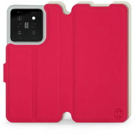 Mobiwear Soft Touch flip pro Xiaomi 14 - Rudý & Béžový - Phone Case