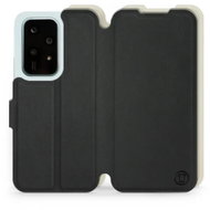 Mobiwear Soft Touch flip book for Honor 200 Lite - Black & Beige - Phone Case