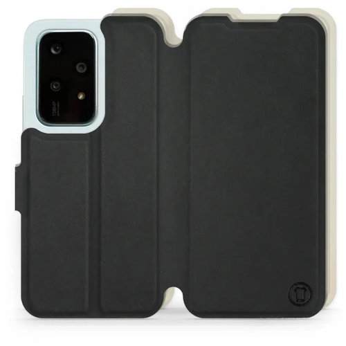 Mobiwear Soft Touch flip book for Honor 200 Lite - Black & Beige - Phone Case - Main image