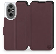 Mobiwear Soft Touch flip book for Honor 200 - Burgundy & Black - Phone Case