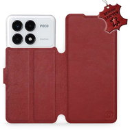 Leather Mobiwear flip book for Xiaomi Poco F6 Pro - Dark Red - L_DRS - Phone Case