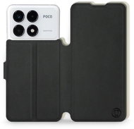 Mobiwear Soft Touch flip book for Xiaomi Poco F6 Pro - Black & Beige - Phone Case
