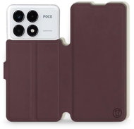 Mobiwear Soft Touch flip book for Xiaomi Poco F6 Pro - Burgundy & Beige - Phone Case