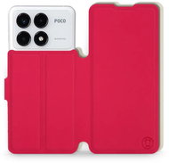 Mobiwear Soft Touch flip book for Xiaomi Poco F6 Pro - Red & Beige - Phone Case