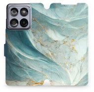 Mobiwear flip book for Motorola Edge 60 Fusion - Greenish Marble - Phone Case