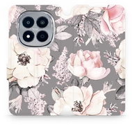 Mobiwear Flip case for Xiaomi Redmi Note 15 Pro+ 5G flowers on grey - Phone Case